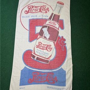 Vintage 80s Pepsi Cola Beach Towel, Pop Soda Bathroom Tapestry